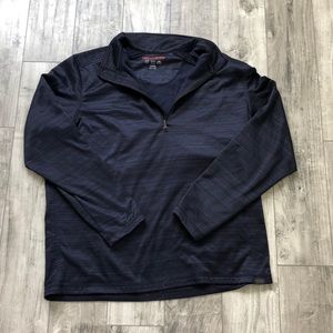 HAWKE & CO navy stripe quarter zip sweater